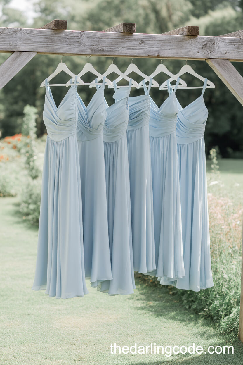 Pale Blue Chiffon Bridesmaid Dresses Display