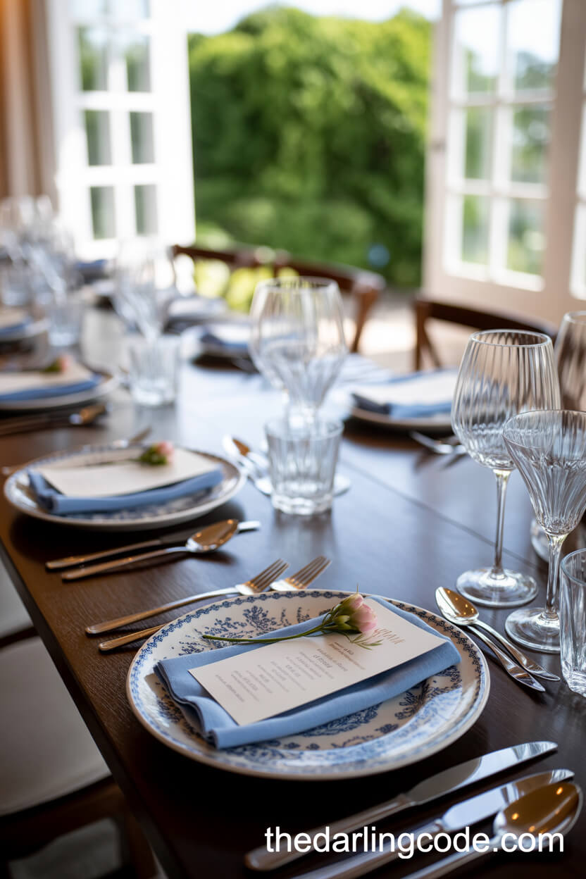 Reception Table With Blue-And-White Porcelain