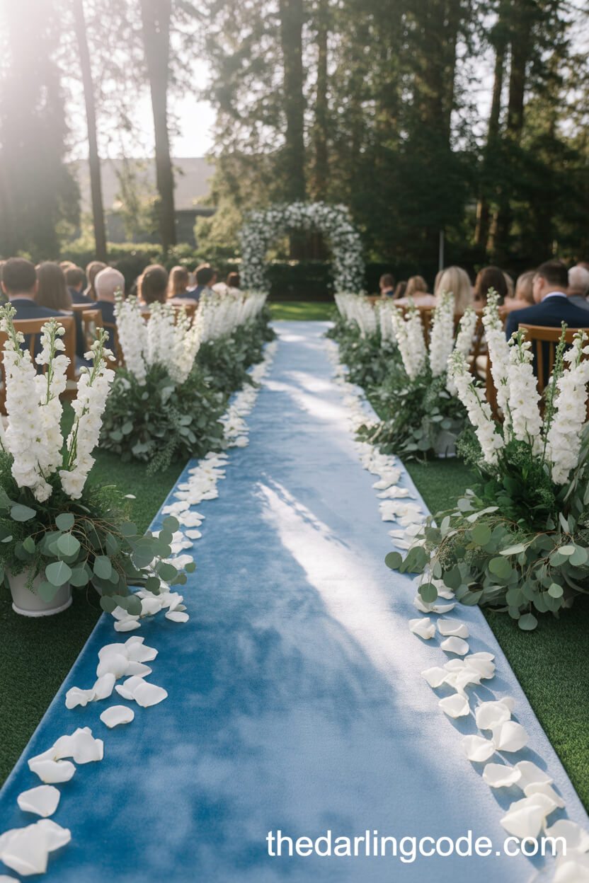 Baby Blue Velvet Aisle Runner Ceremony