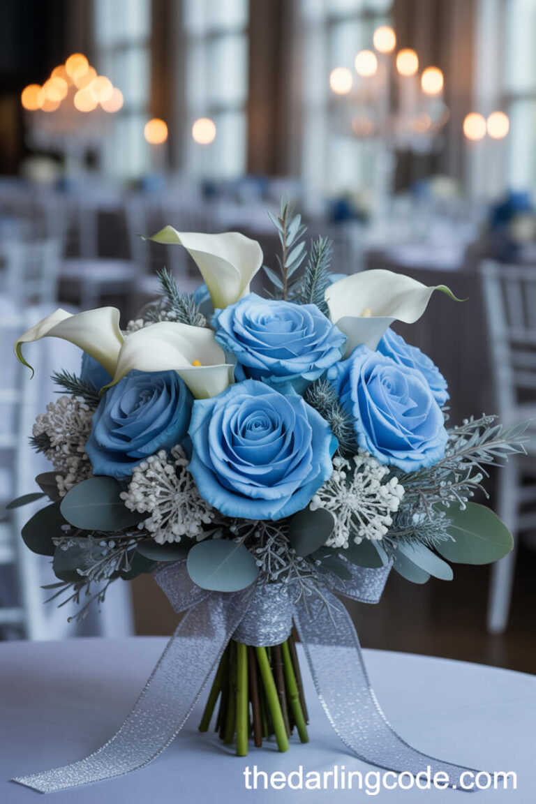 blue wedding bouquet ideas