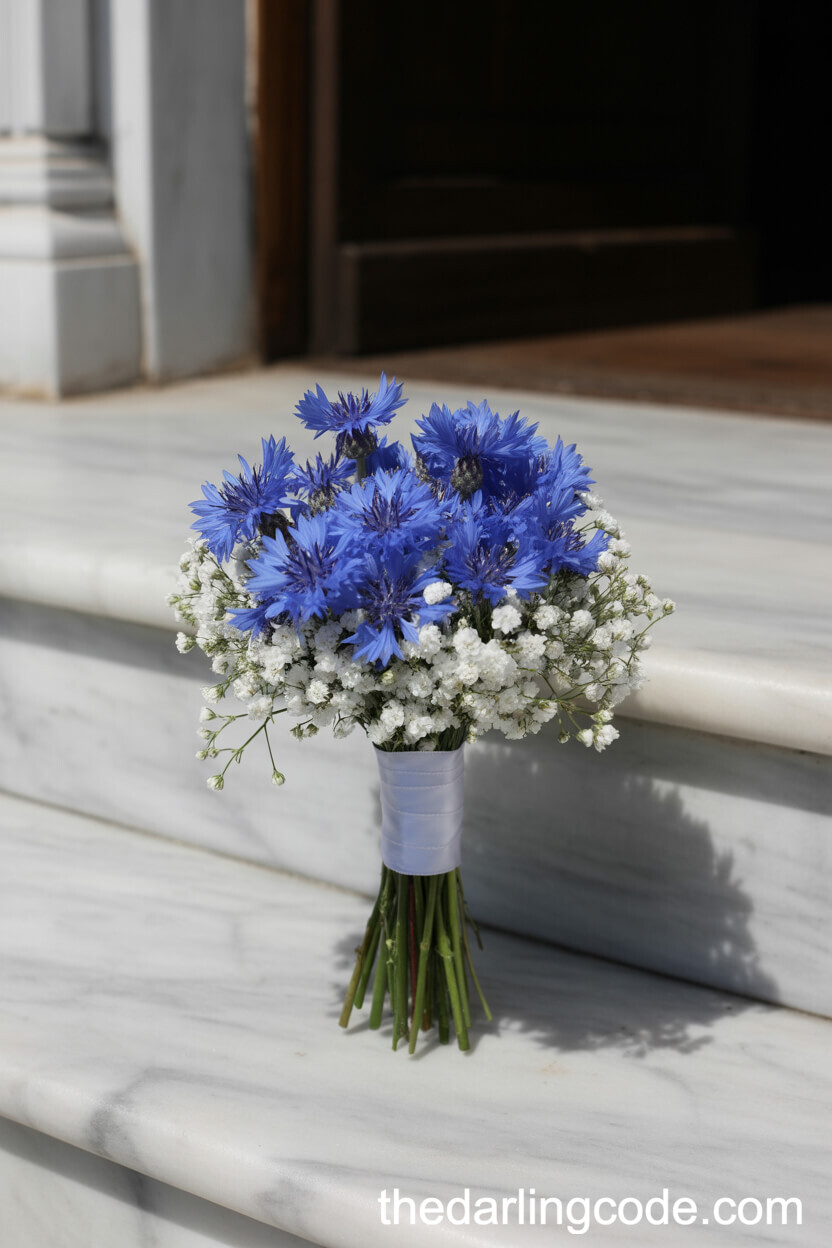 Sky Blue Cornflower Petite Posy Bouquet