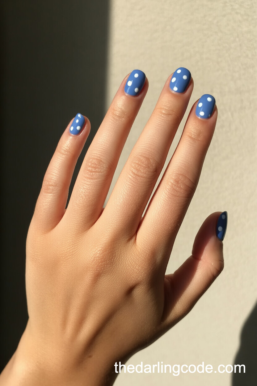 Cornflower Blue Rounds With Playful White Polka Dots