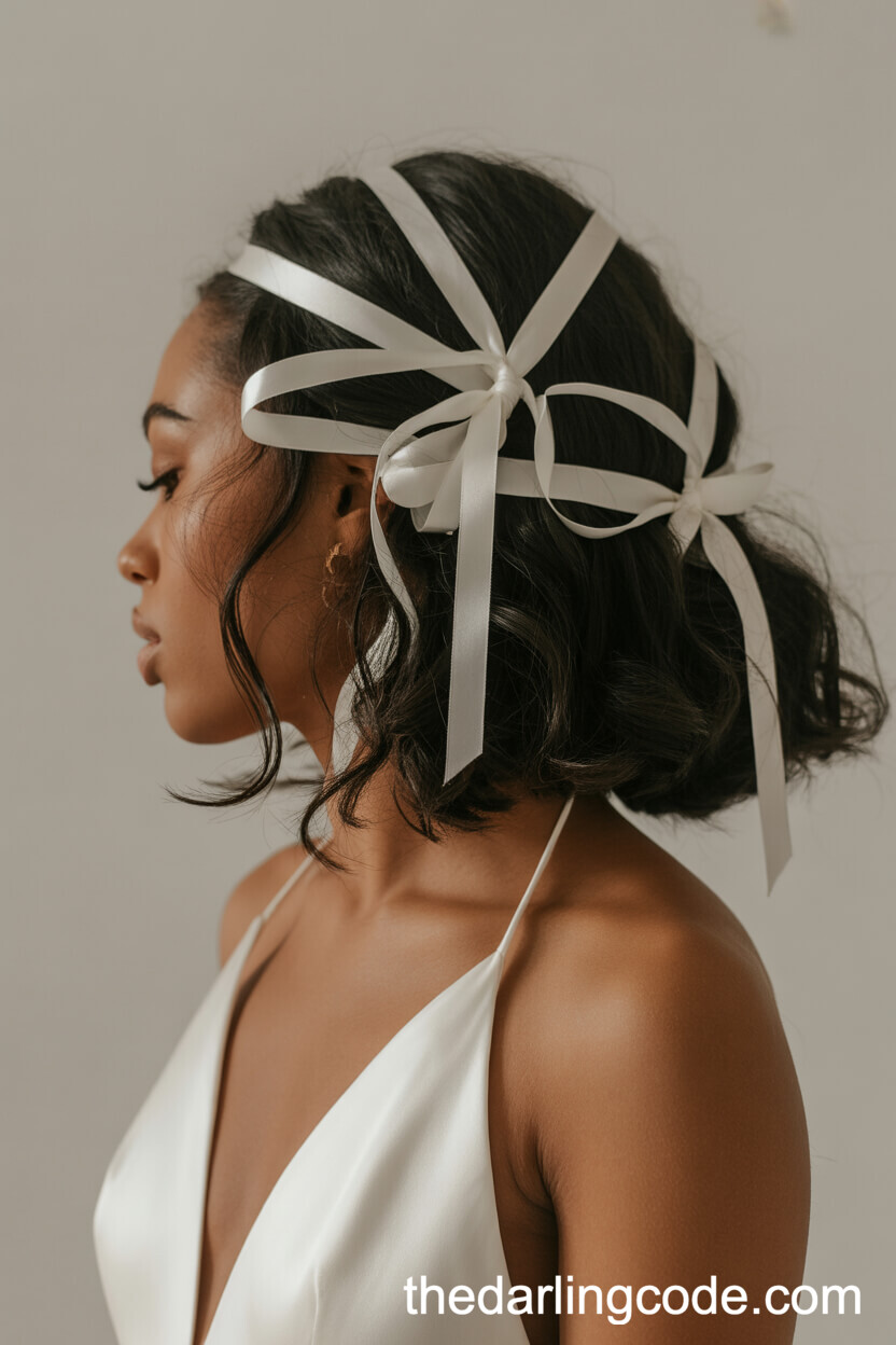 Messy Voluminous Bob Tied With Silk Ribbons