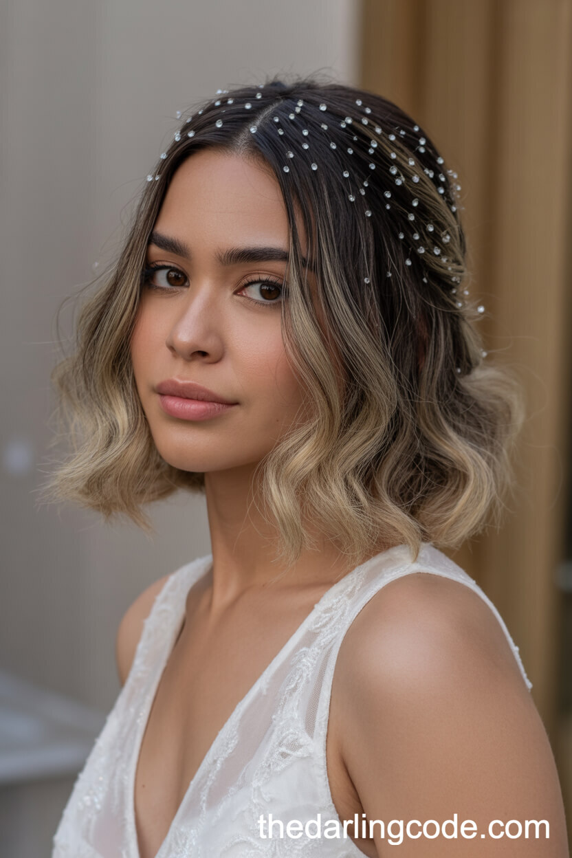 Soft Ombre Bob With Sparkling Hair Pins