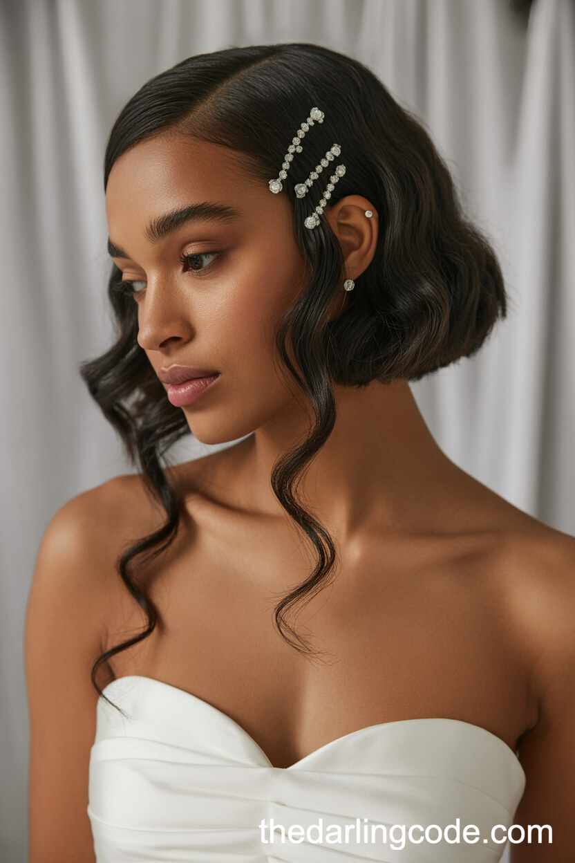 Classic Bob With Twisted Front Strands And Gemstone Accents