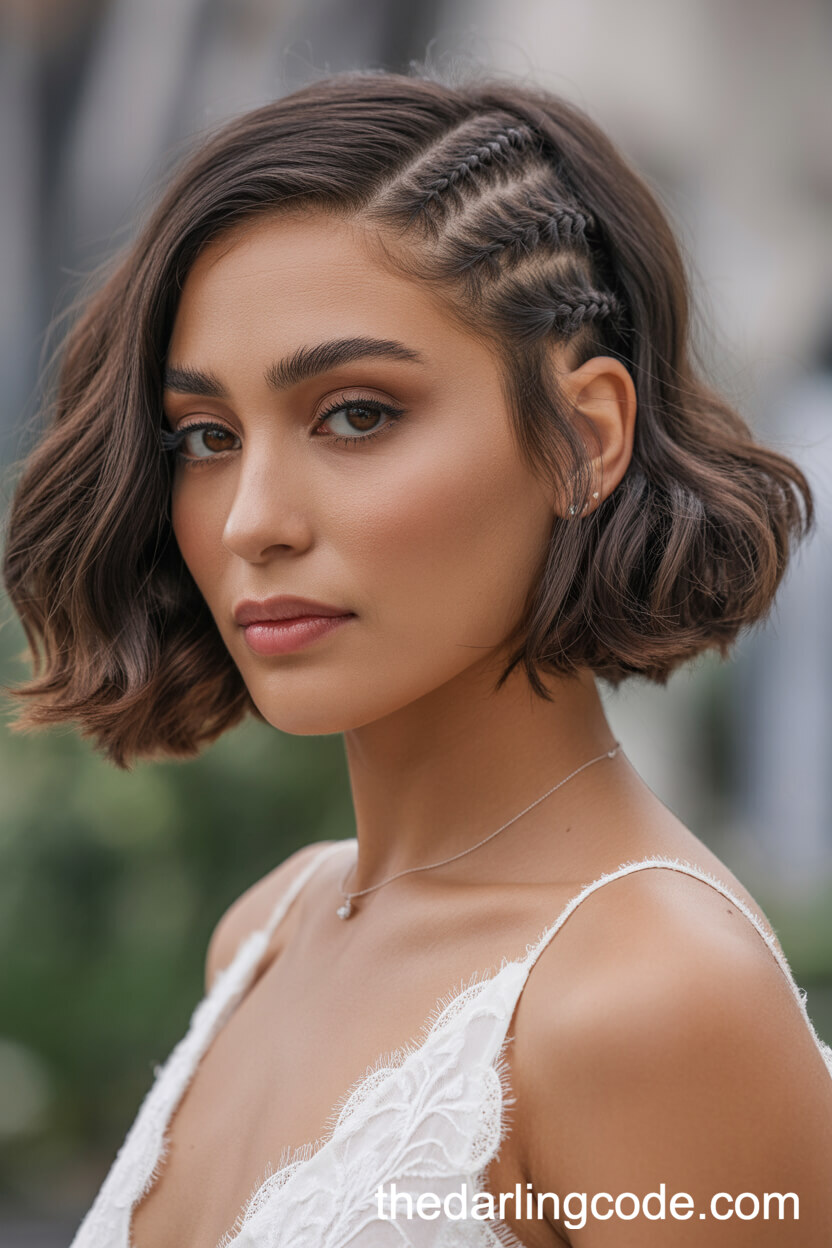 Short Bob With Micro Braids And Soft Waves