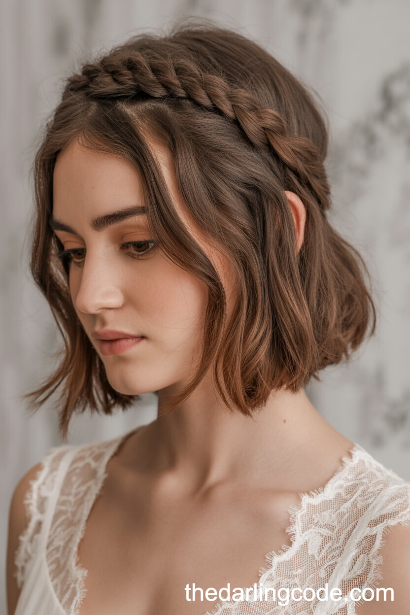 Chin-Length Bob With Romantic Braided Crown Detail