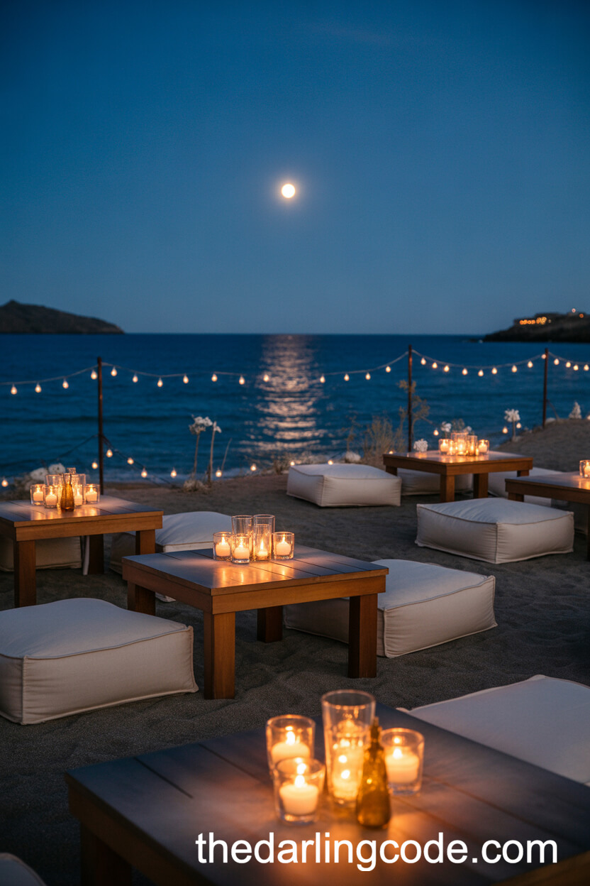 Candlelit Beachside Reception Seating