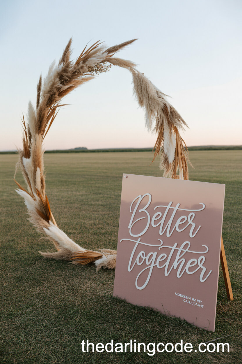 Semicircle Of Dried Grasses With Handwritten Statement Sign