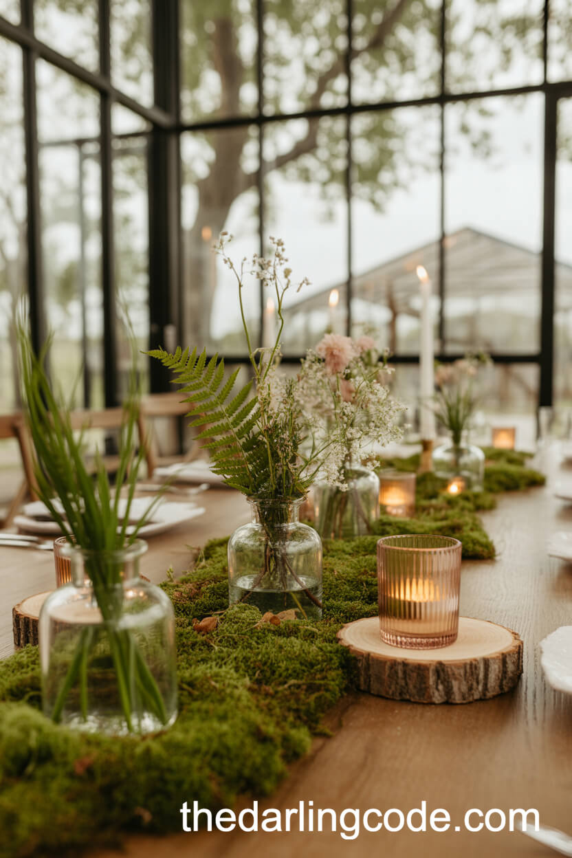 Woodland Moss And Fern Wedding Centerpieces