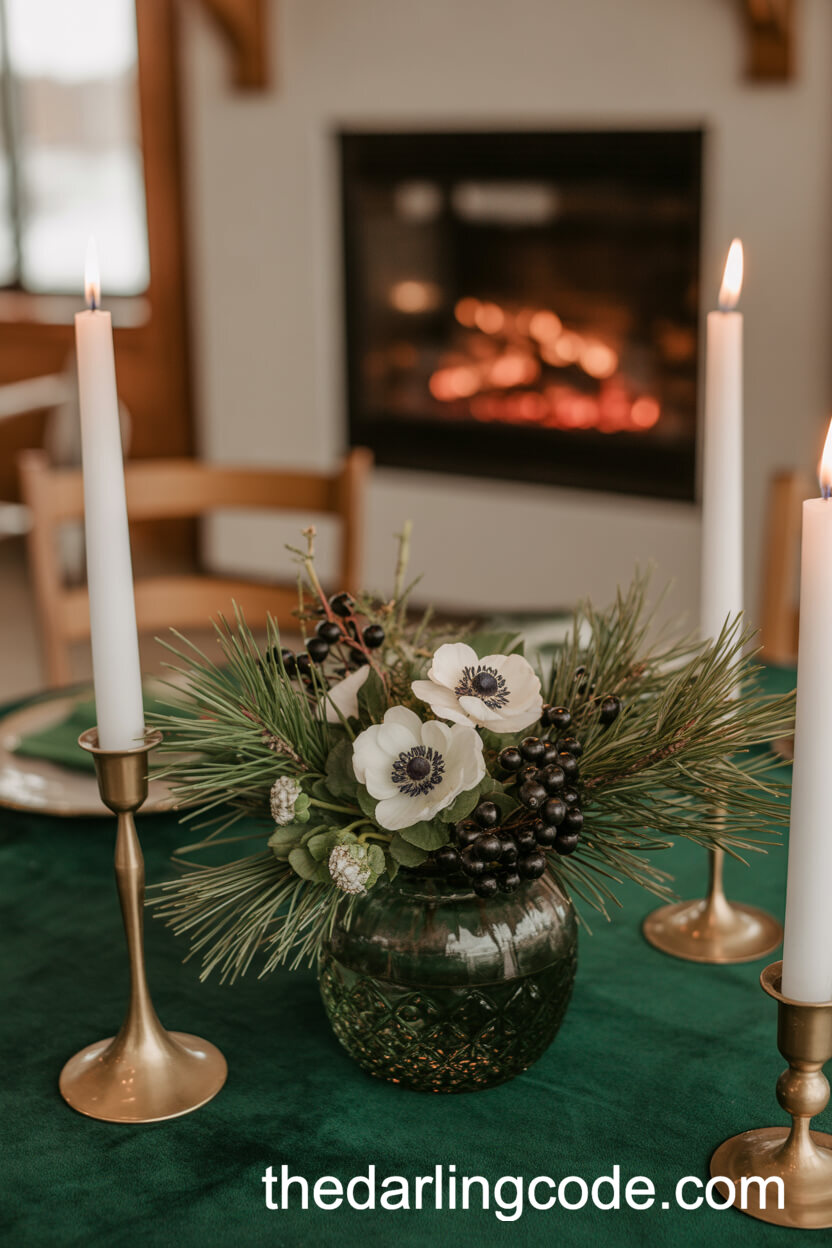Winter Greenery And Pine Branch Centerpieces
