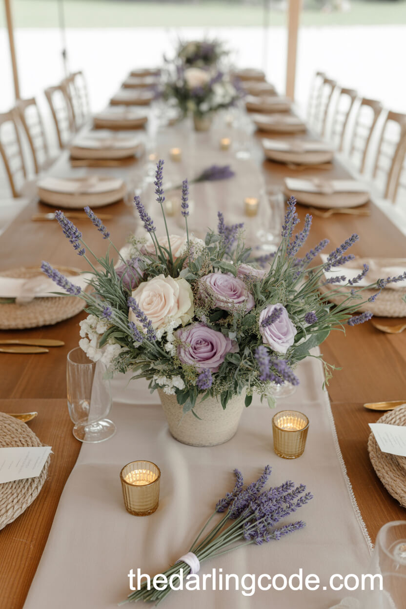 Lavender And Blush Garden-Style Centerpieces