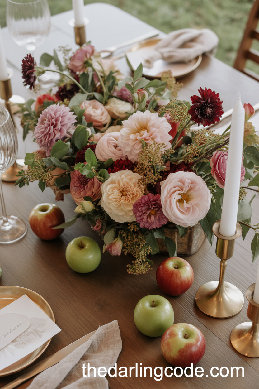 Autumn Orchard Floral And Apple Centerpieces