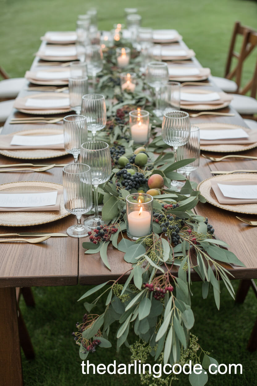 Eucalyptus And Wild Berry Garland Centerpieces