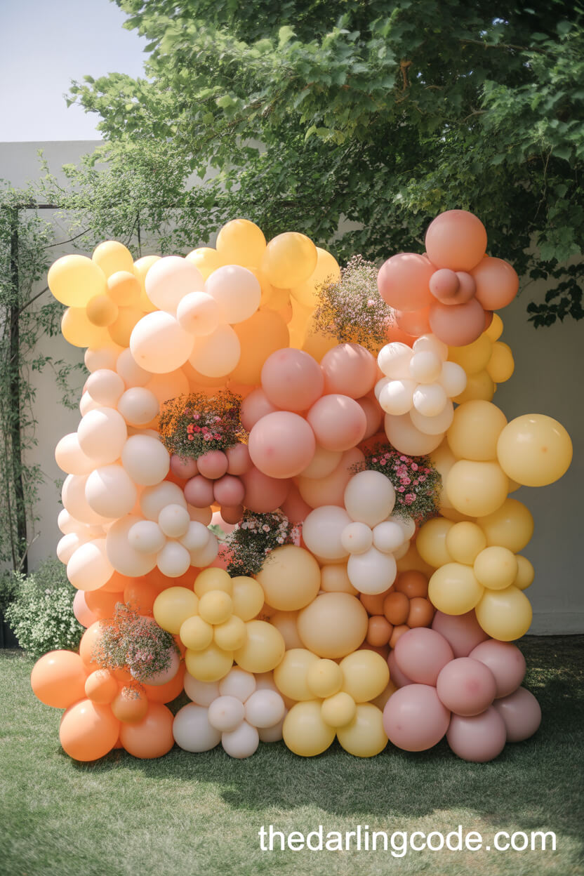 Floral And Balloon Photo Walls For Summer Weddings