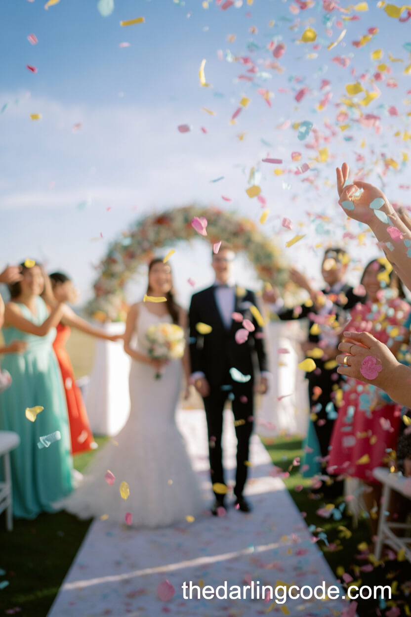 Colorful Confetti Wedding Aisle Moments