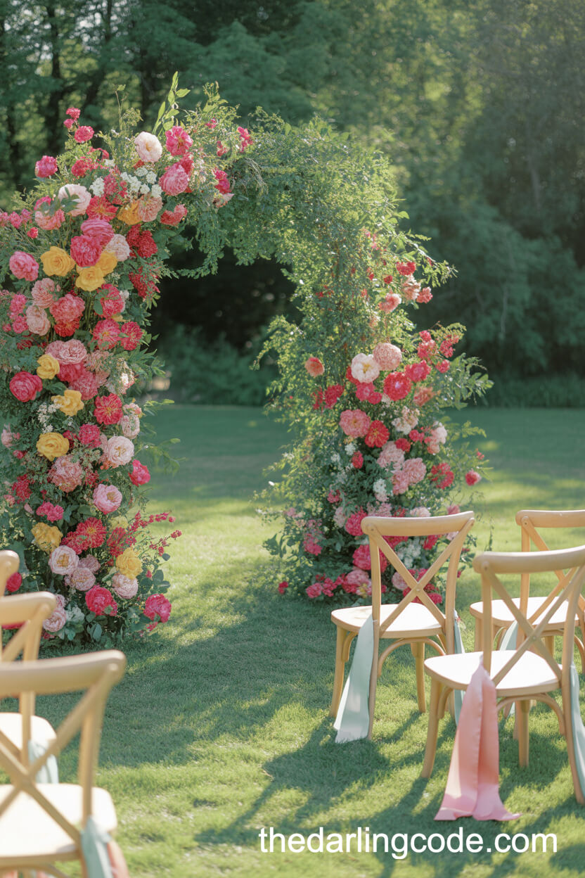 Vivid Floral Arches For Garden Wedding Ceremonies