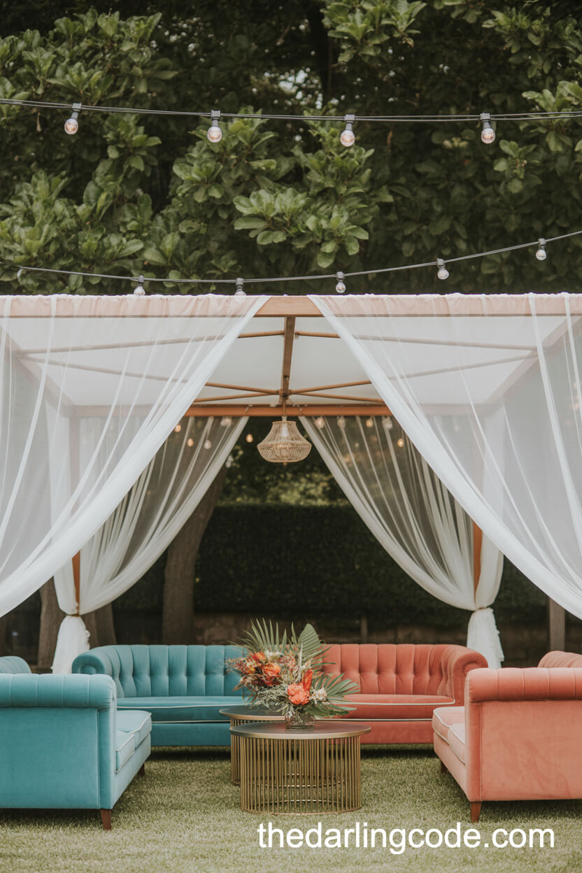 Outdoor Wedding Lounge Areas With Canopy Seating
