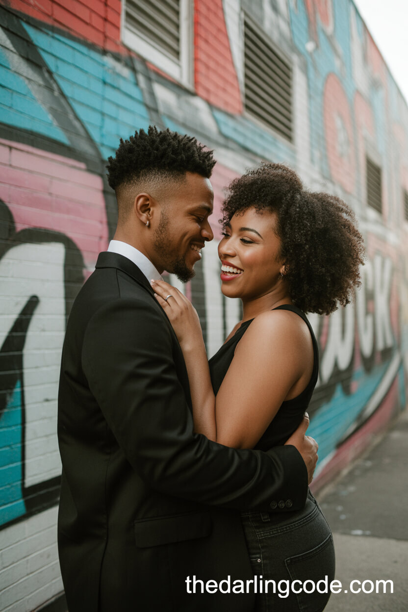 Colorful City Mural Embrace