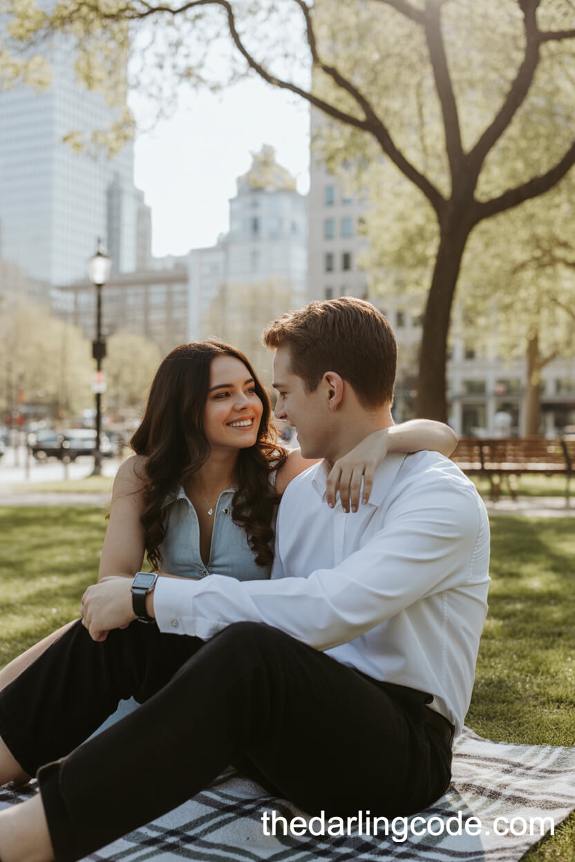 Park Picnic With A City Skyline