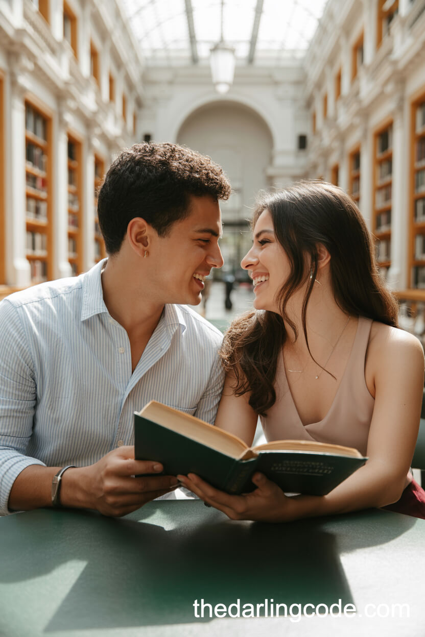 Laughing Together In A Sunlit Library