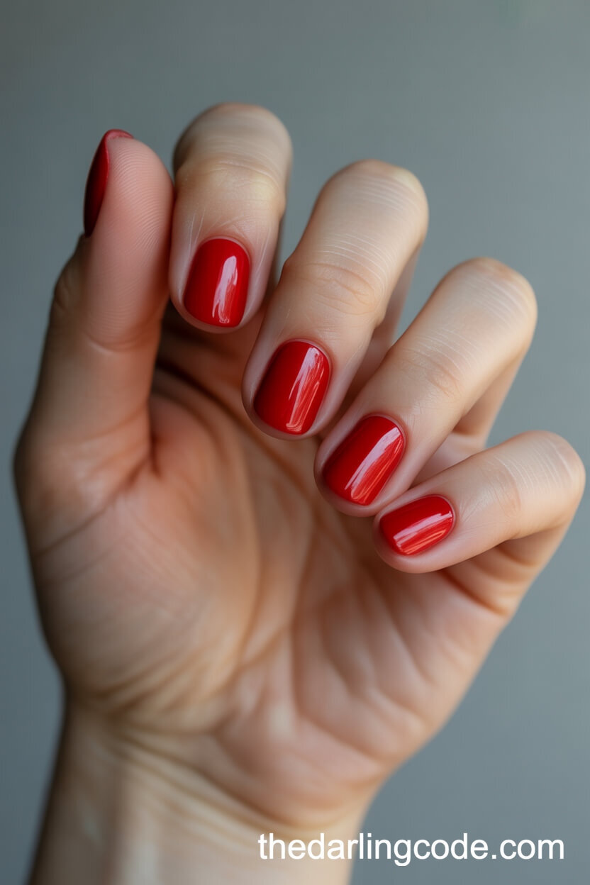 Classic Red Round Nails