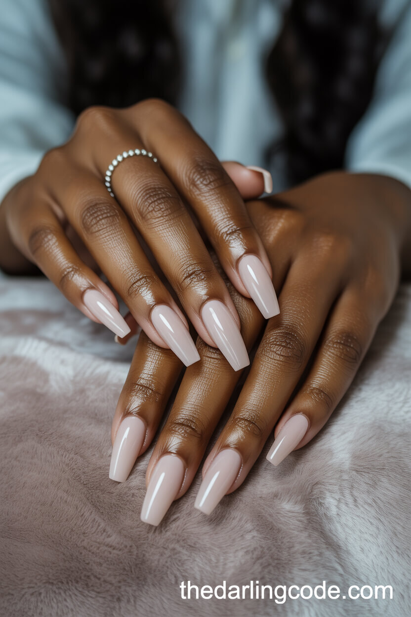 Nude Coffin-Shaped Nails