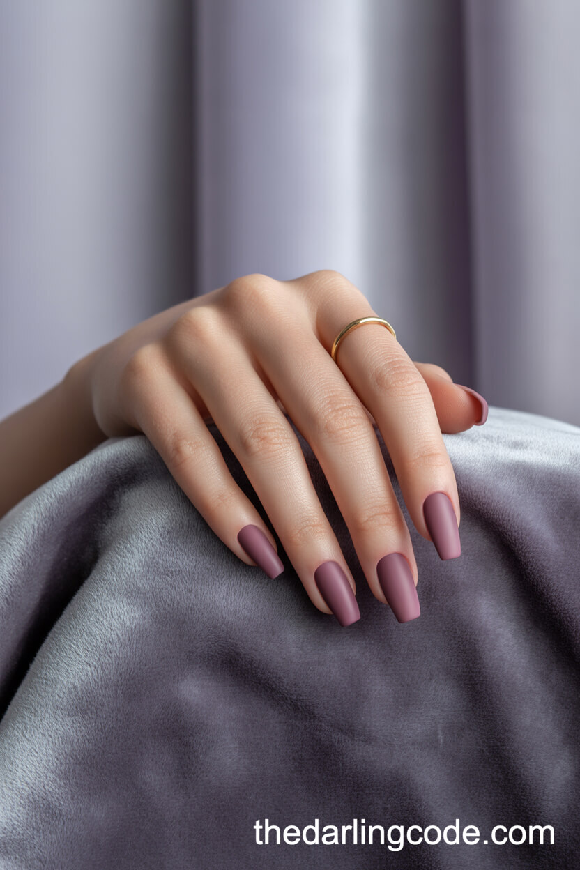 Matte Mauve Coffin Nails