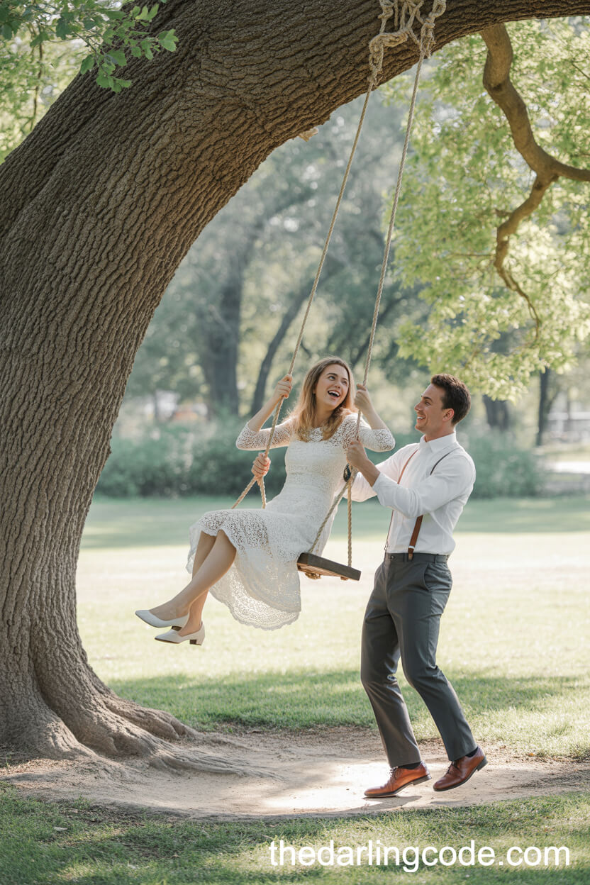 Joyful Rope Swing Ride In The Park