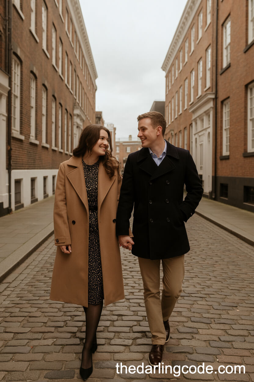 Walking Together On Historic Cobblestone Streets