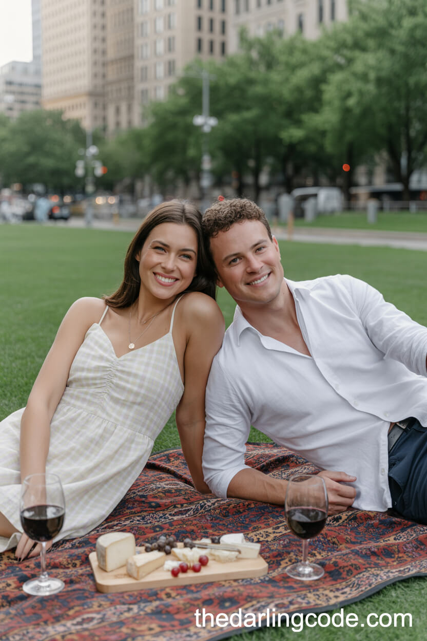 Chic Picnic Together In A City Park