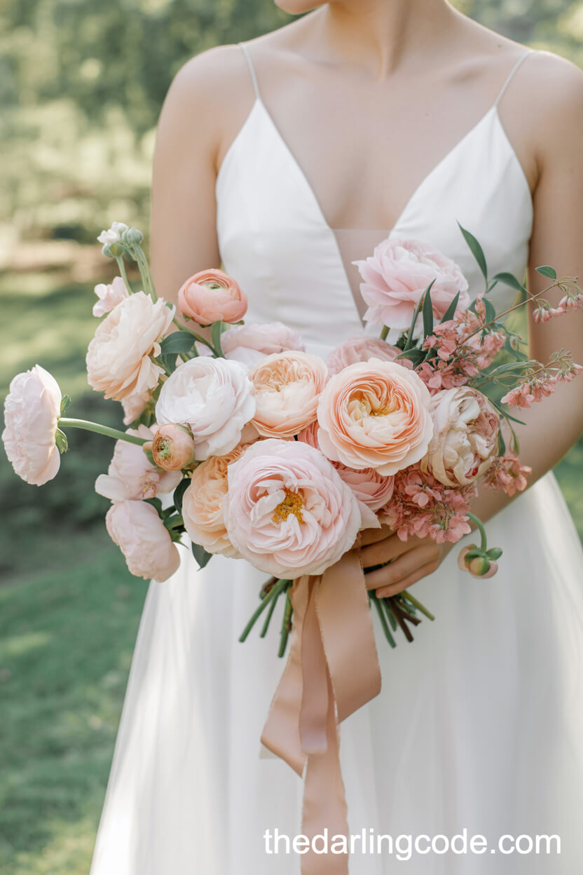 Romantic Blush Pink Garden Rose And Peony Bouquet