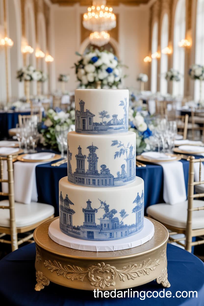 Blue And White Chinoiserie-Inspired Wedding Cake
