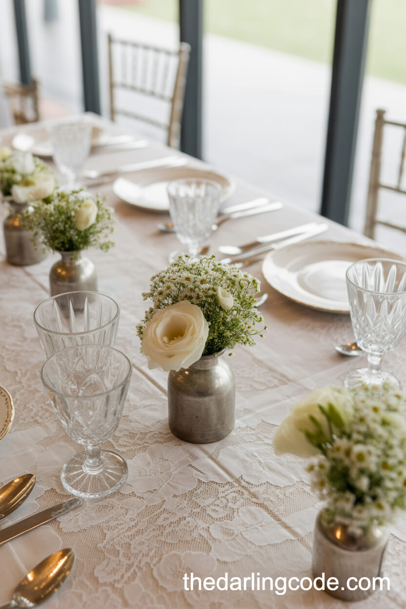 Vintage Tabletop Styling With Antique Lace And Heirloom China