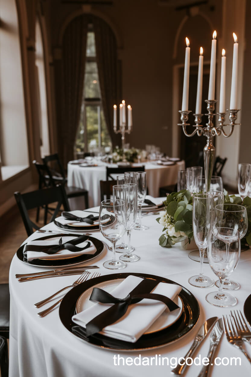 Historic Mansion Reception With Black-And-White Elegance