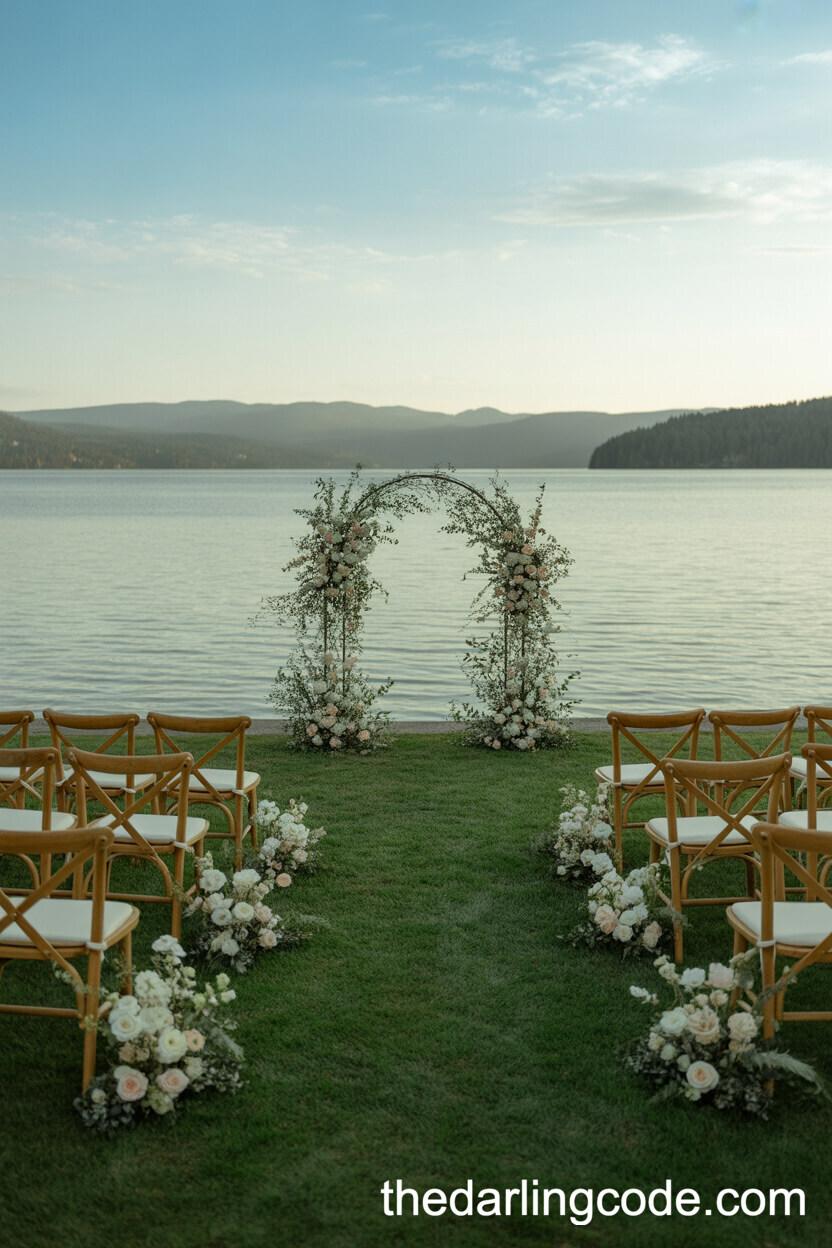 Lakeside Sunset Ceremony Framed By Nature