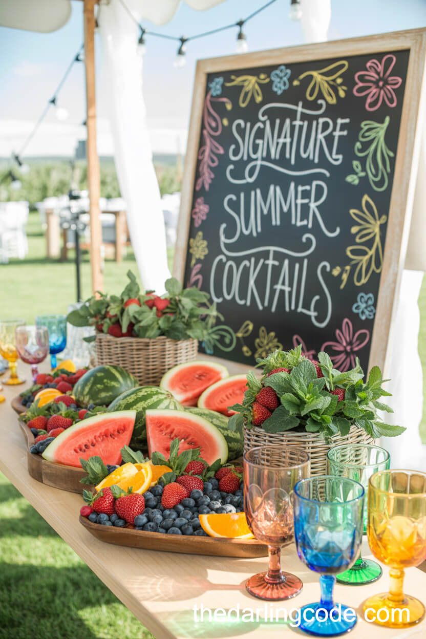 Signature Summer Cocktail Bar With Fresh Fruit Display
