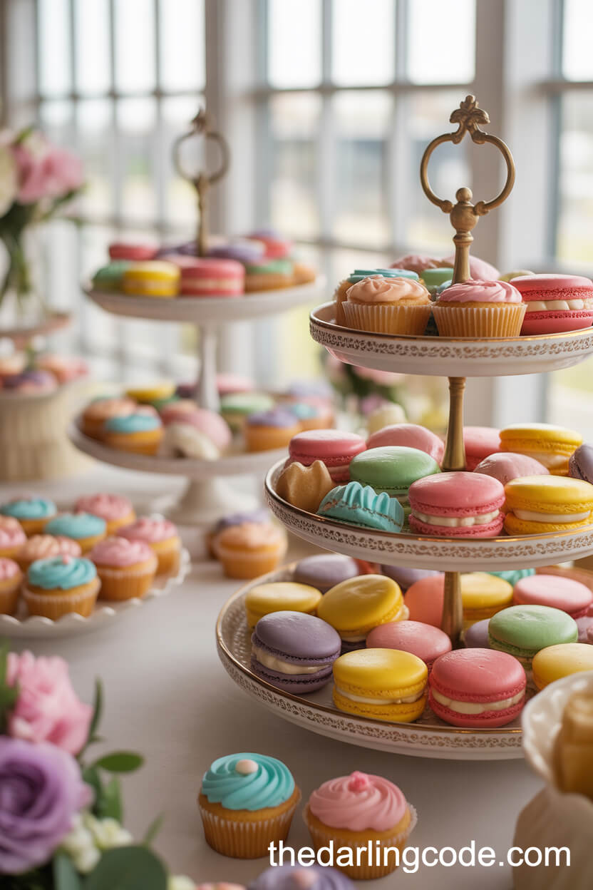 Dessert Table Overflowing With Brightly Colored Treats