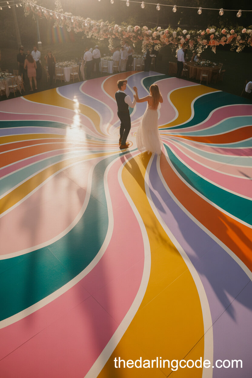Painted Dance Floor In Bright Pastels For A Festive Celebration