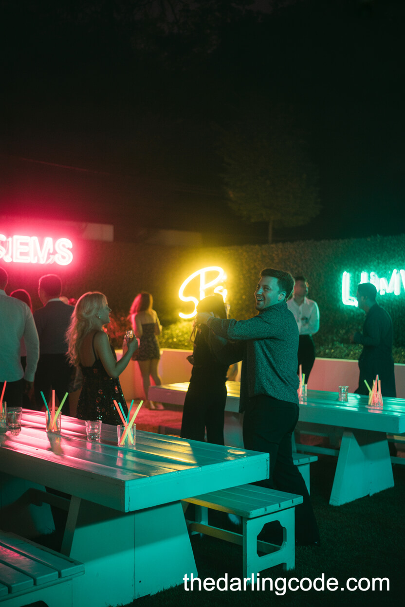 Neon-Lit After-Party With Glow Sticks And LED Decor