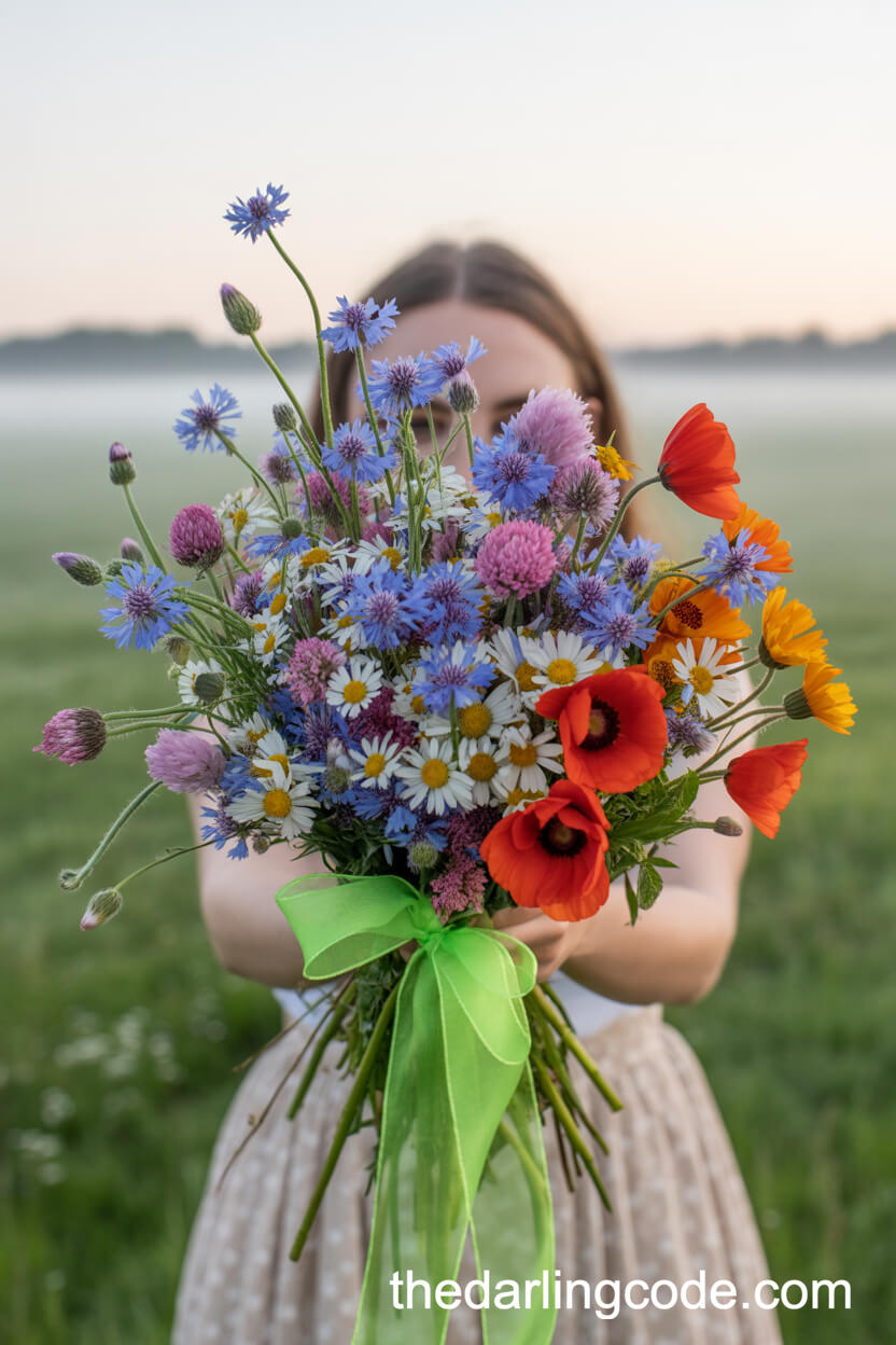Naturally Vibrant Field Flower Wedding Bouquet