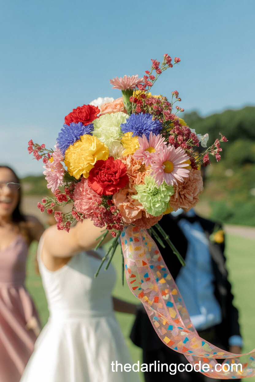 Whimsical Multi-Colored Carnation And Chrysanthemum Bouquet