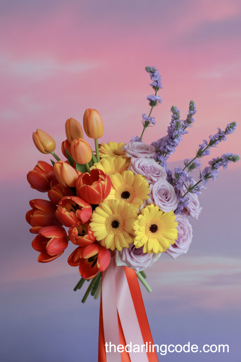 Gradient Ombre Wedding Bouquet In Warm Tones