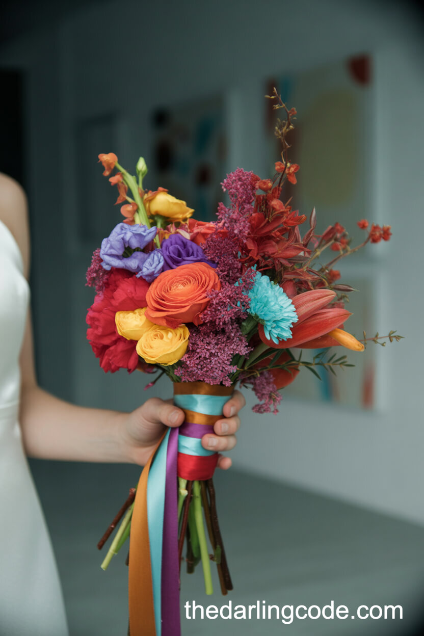 Contemporary Cascading Multicolor Wedding Bouquet
