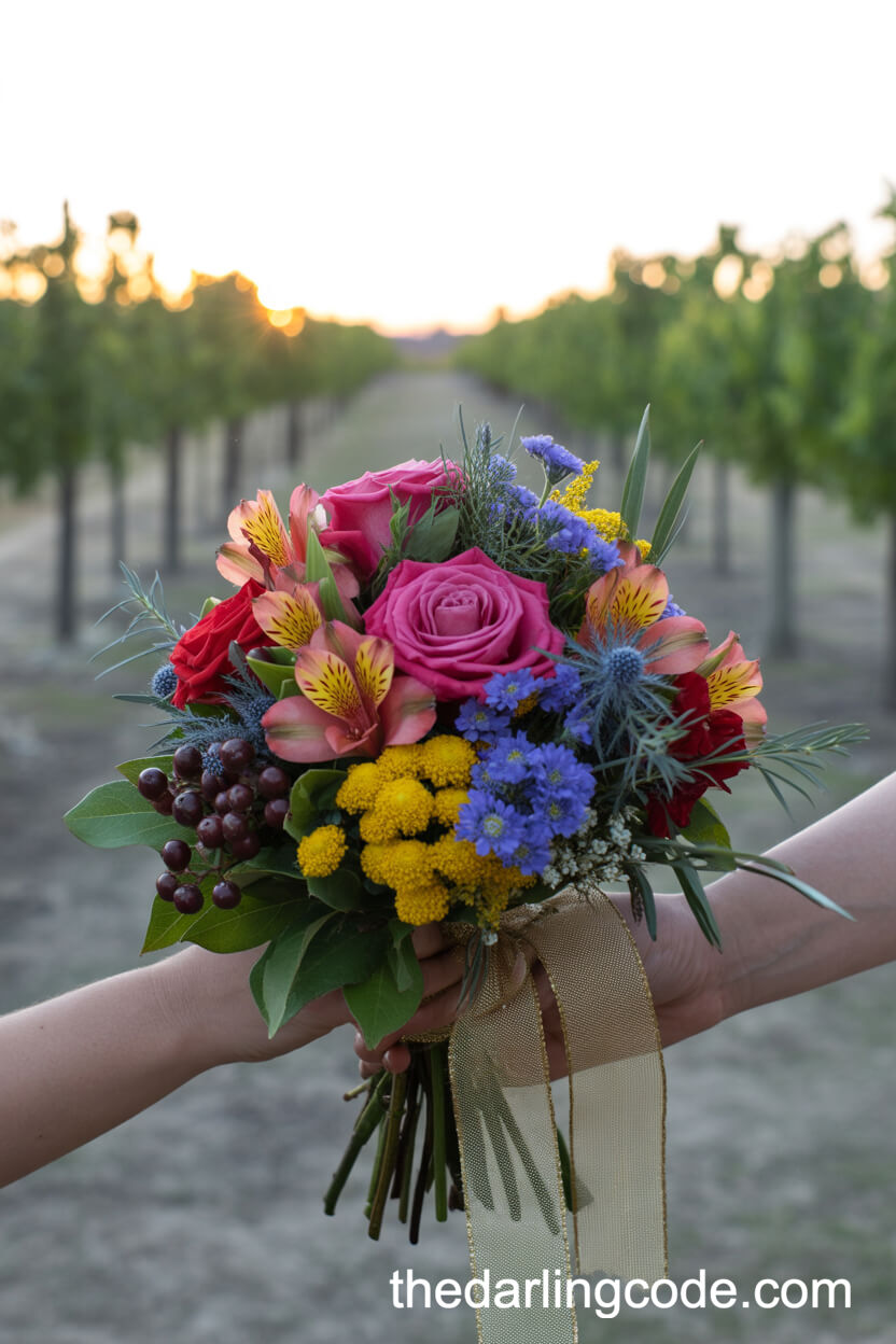 Colorful Mixed Berry And Rose Winery Bouquet