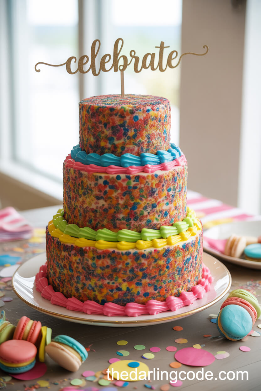 Rainbow Sprinkle Celebration Brunch Wedding Cake