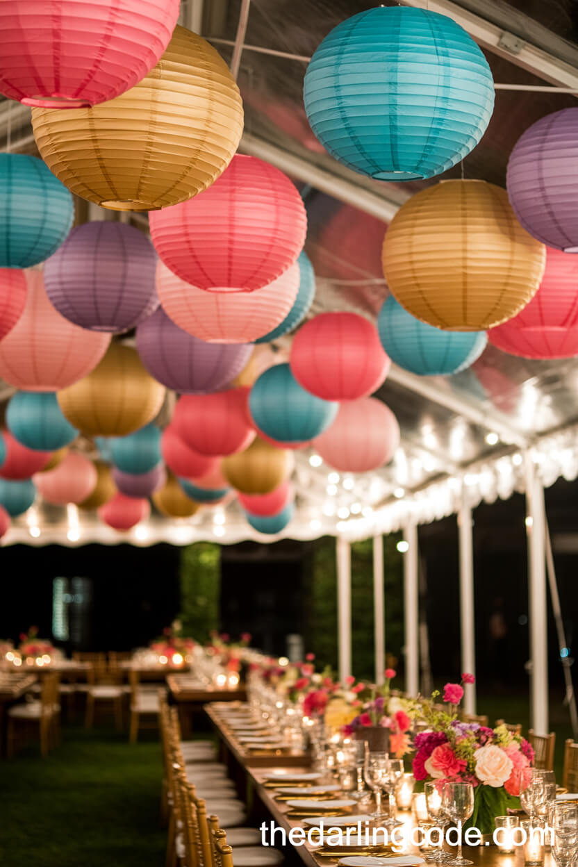 Vibrant Paper Lantern Canopy For A Magical Reception