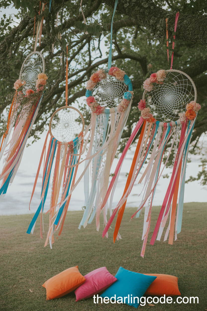 Dreamcatcher Tree Decor With Ribbons And Flowers