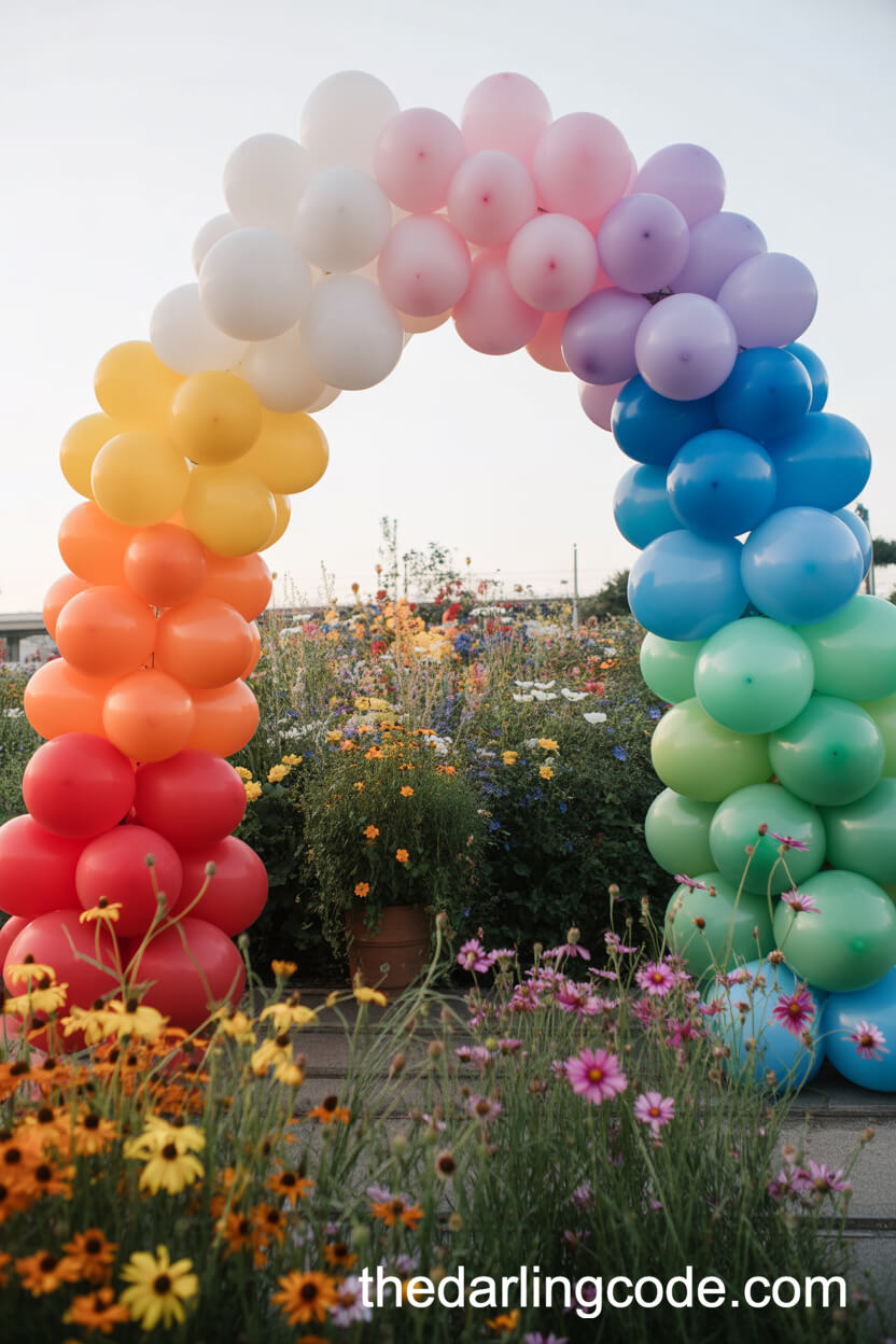 Oversized Rainbow Balloon Arch Backdrop