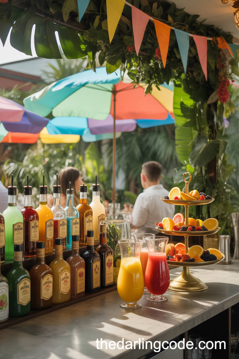 Lively Multicolored Garden Wedding Bar